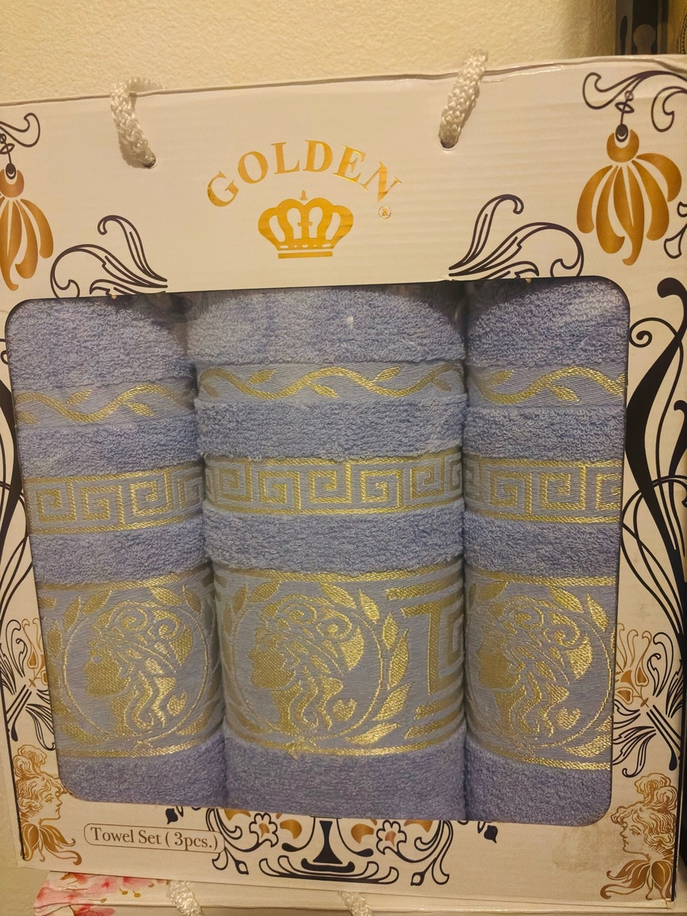 Light Blue & Gold 3-Piece Towel Set